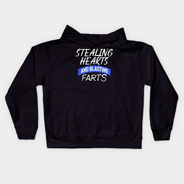 Stealing Hearts & Blasting Farts Kids Hoodie by pako-valor